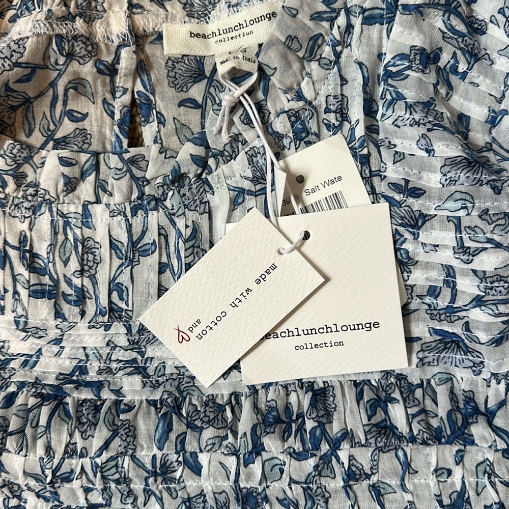 Beach Lunch Lounge Maya Pintuck Floral Ruffle Blouse - Picture 2 of 2
